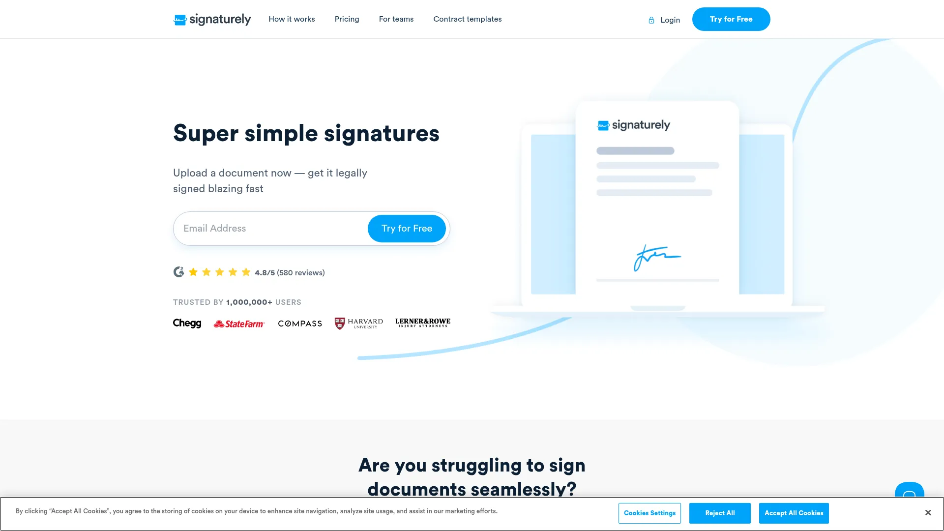 Signaturely interface showing contract workflow automation features