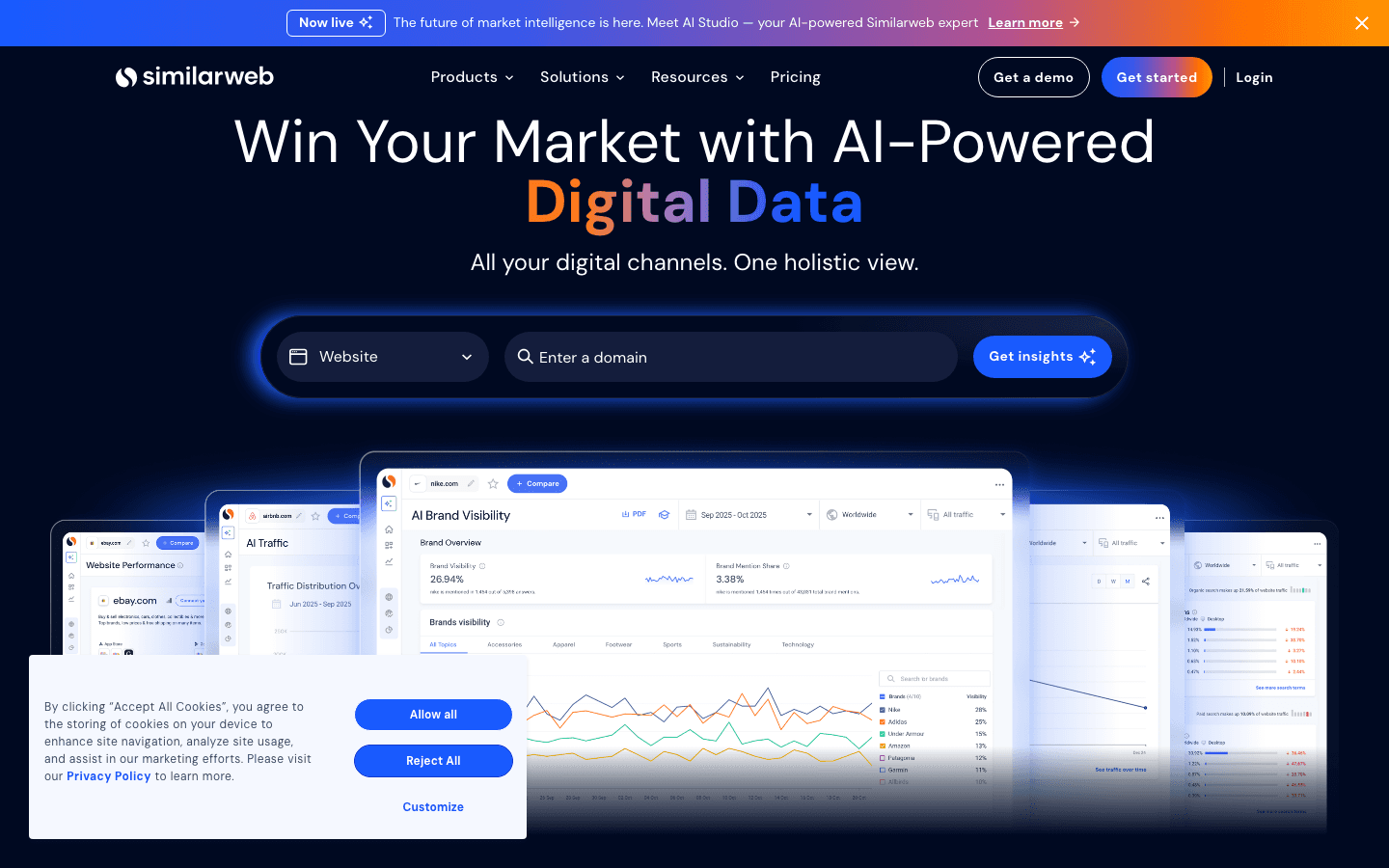 Similarweb interface showing competitor analysis dashboard and insights