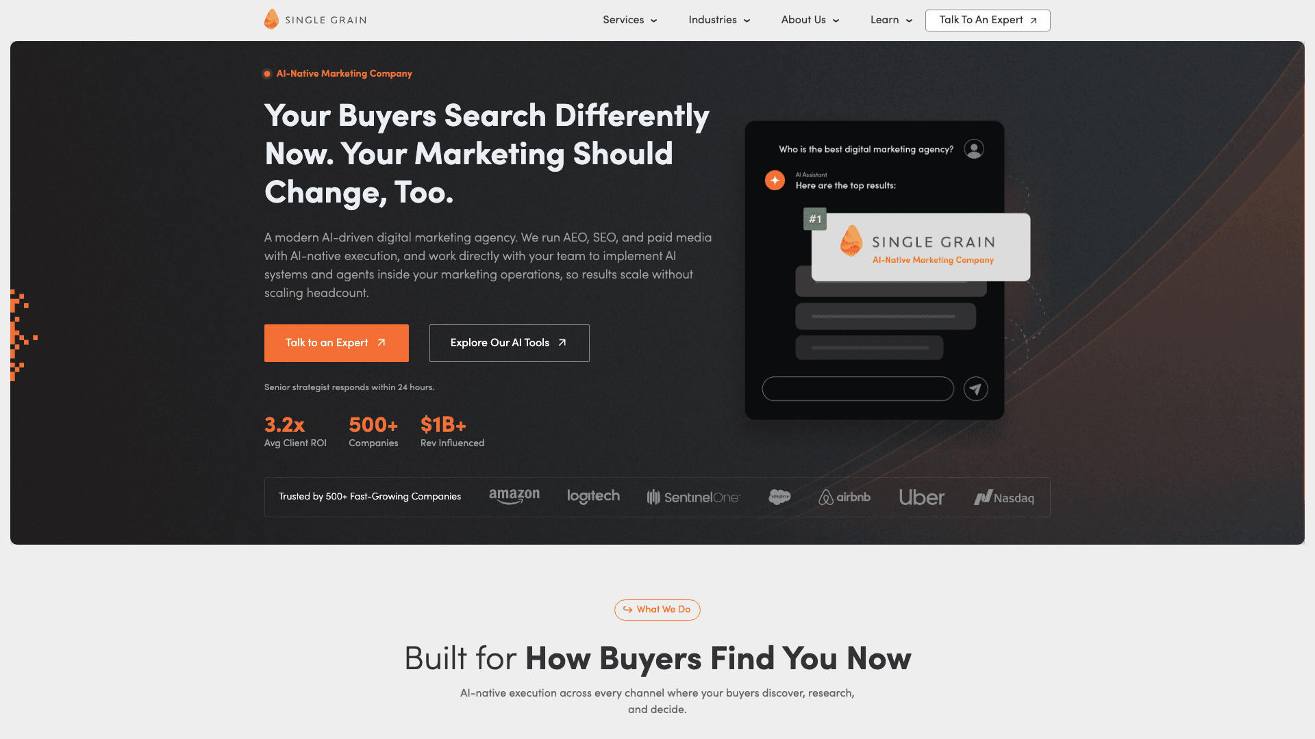 Single Grain agency homepage