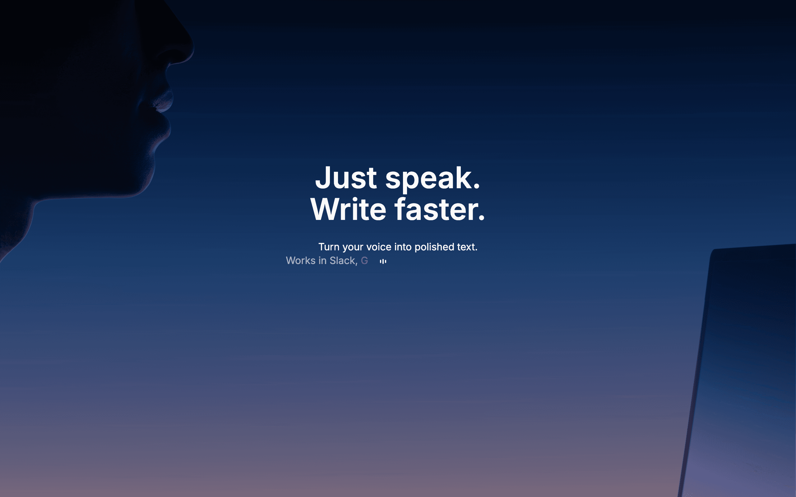 Superwhisper interface showing AI voice dictation and transcription