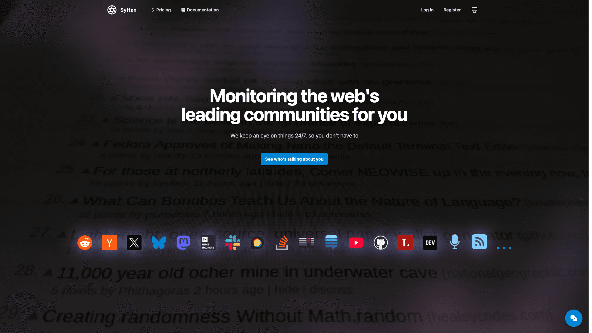 Syften website screenshot
