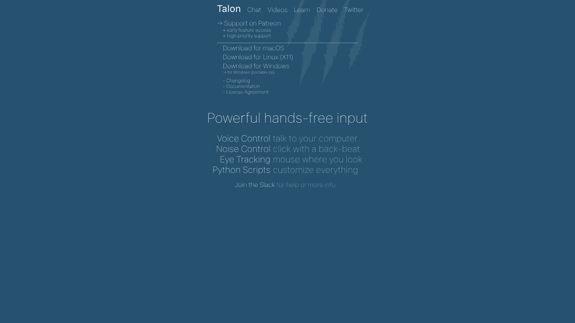 Talon interface for voice dictation in vibe coding workflows