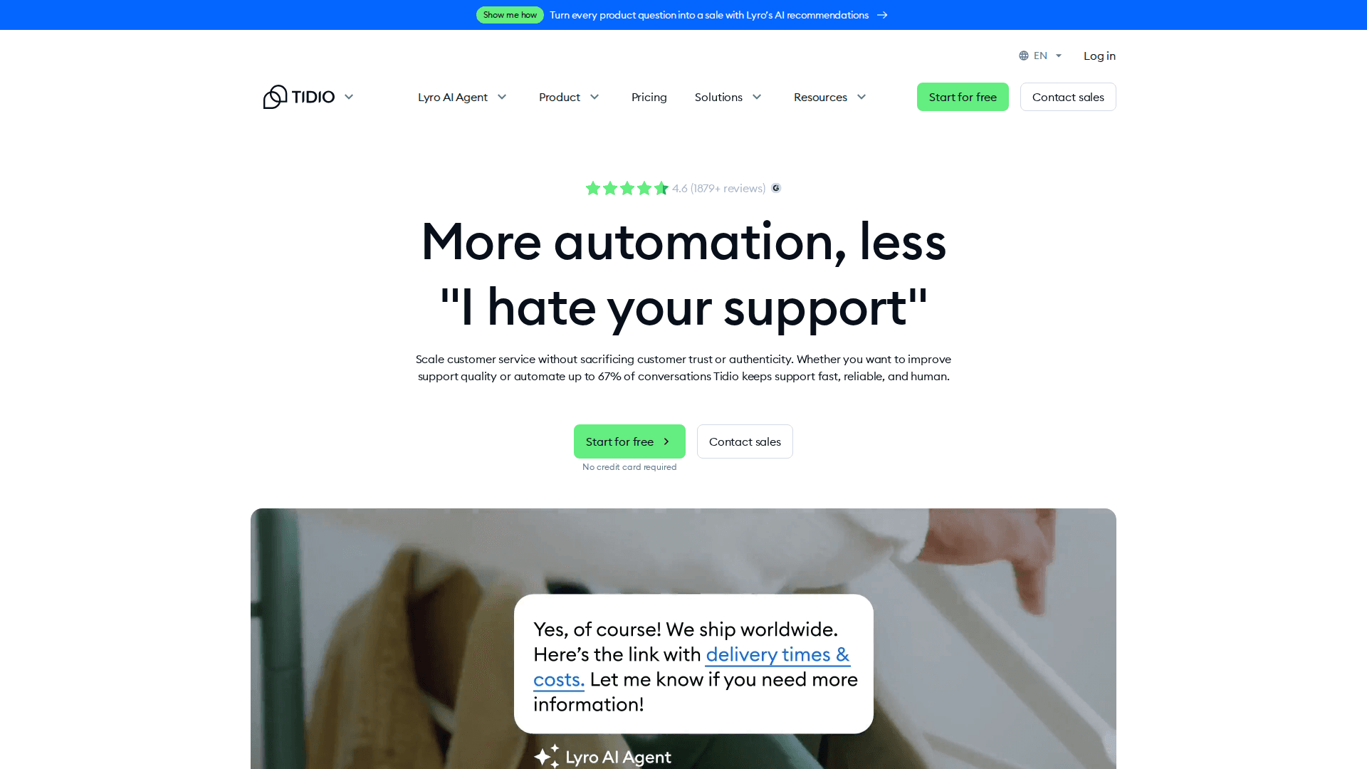 Tidio Lyro interface — Ecommerce AI With a Contractual 50% Guarantee