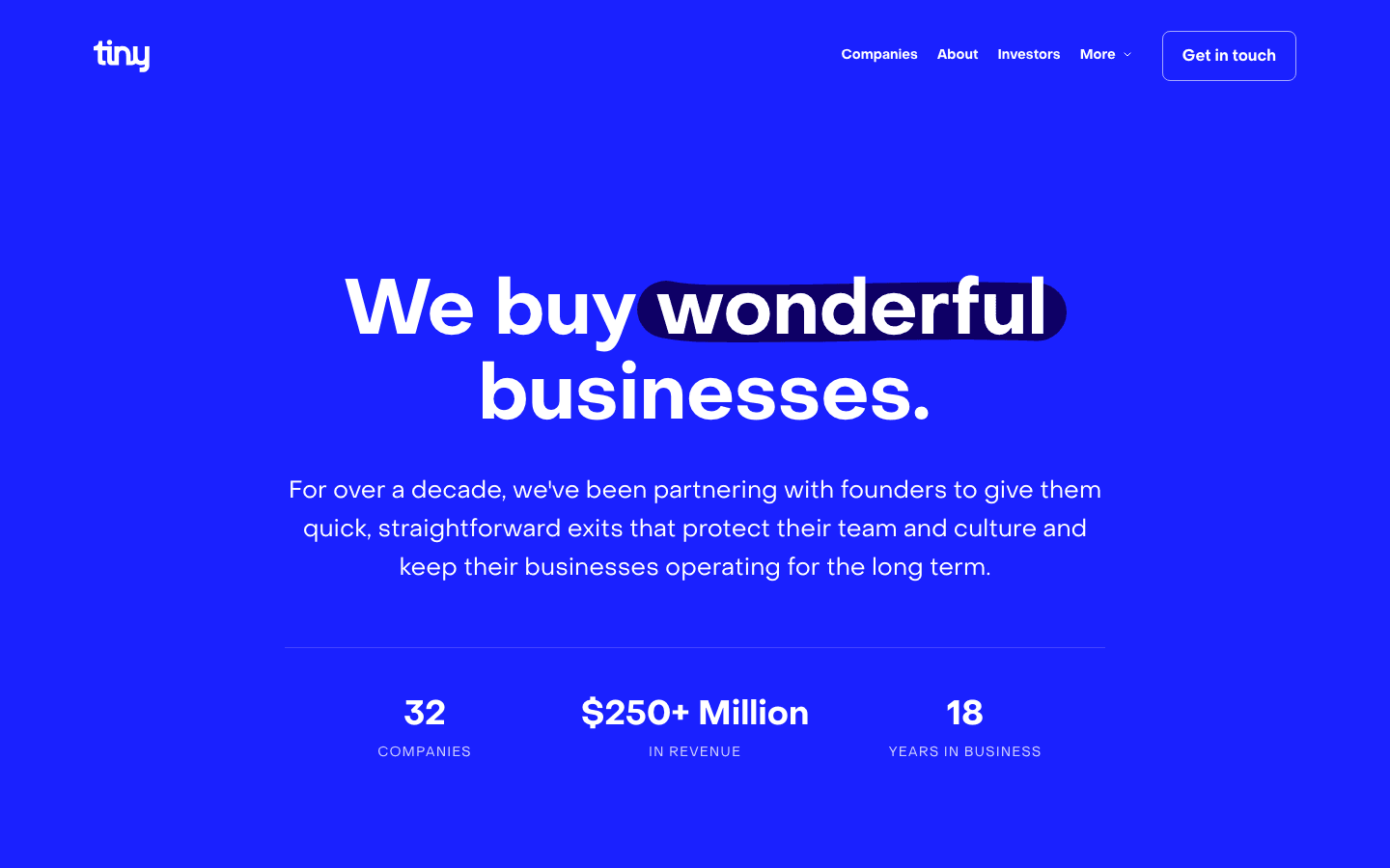 Tiny platform for SaaS acquisitions and bootstrapped startup exits