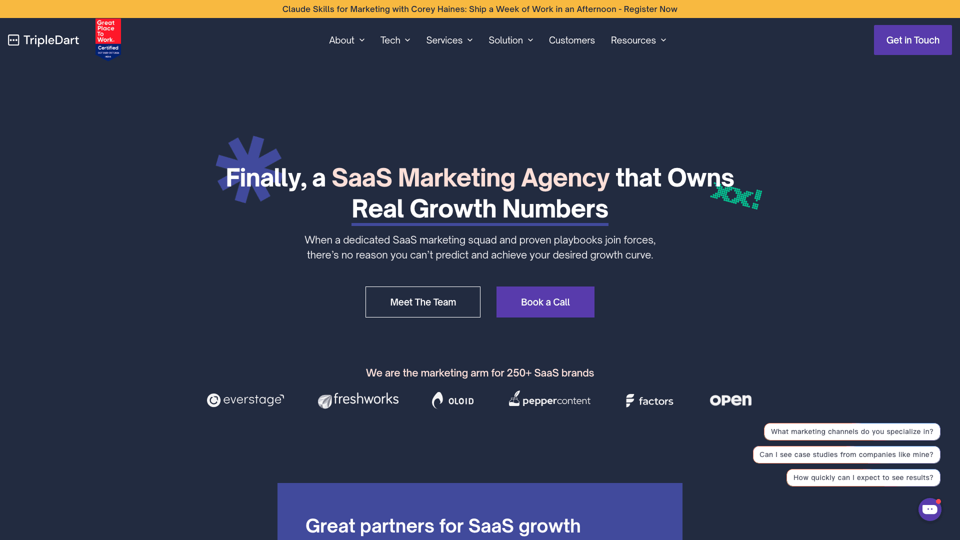 TripleDart agency homepage