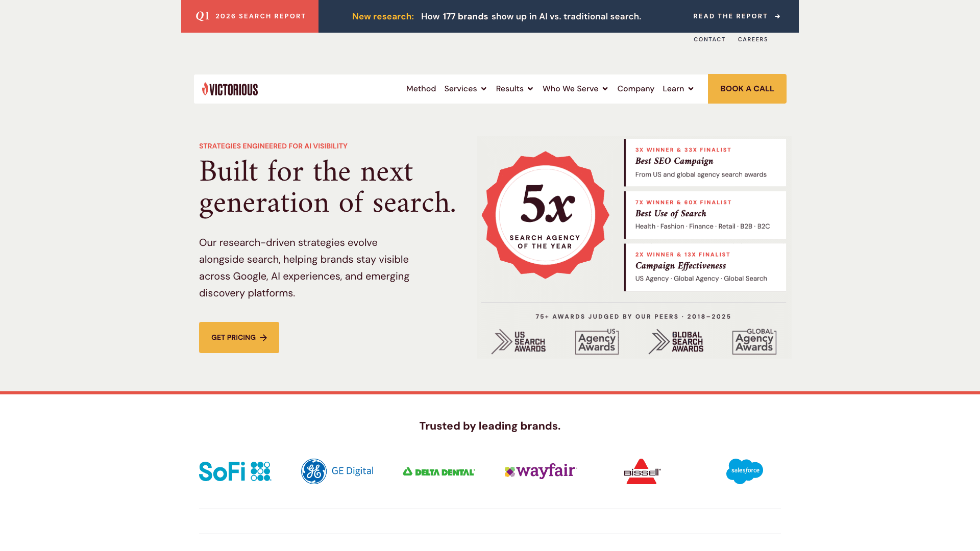 Victorious SEO agency homepage