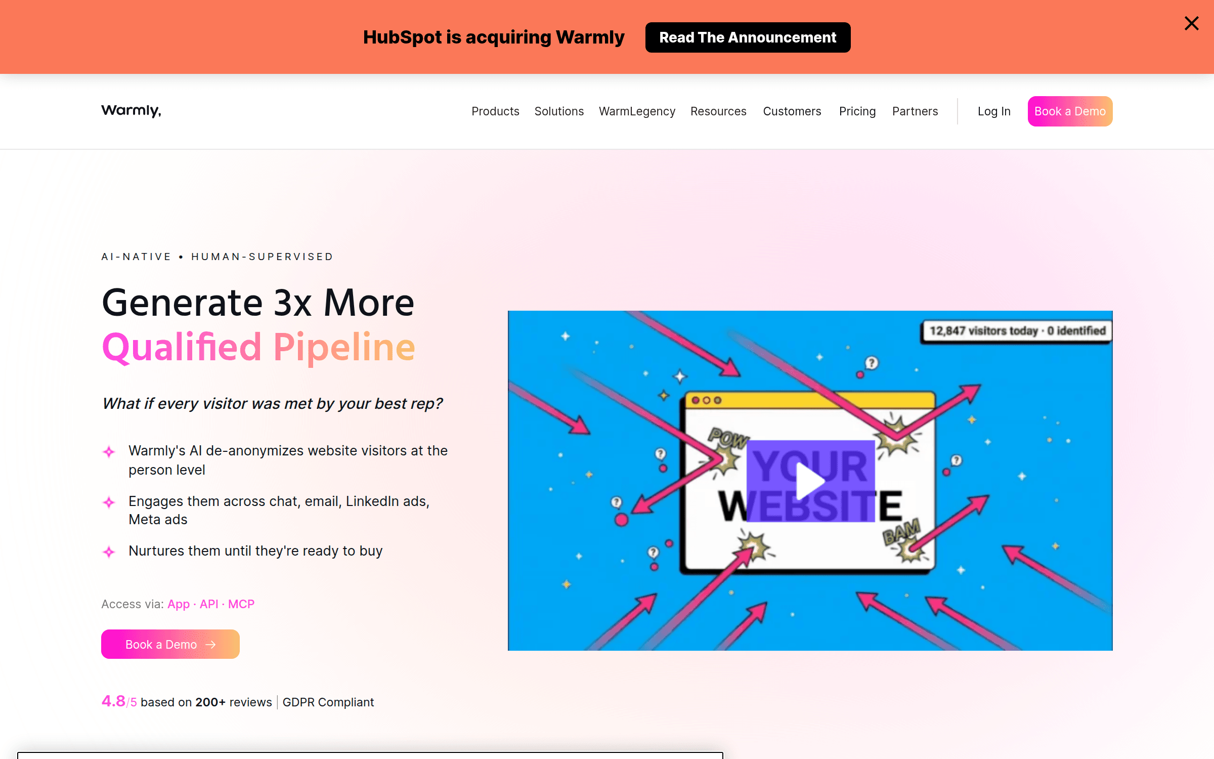 Warmly interface — Turn Anonymous Traffic Into Warm Outreach