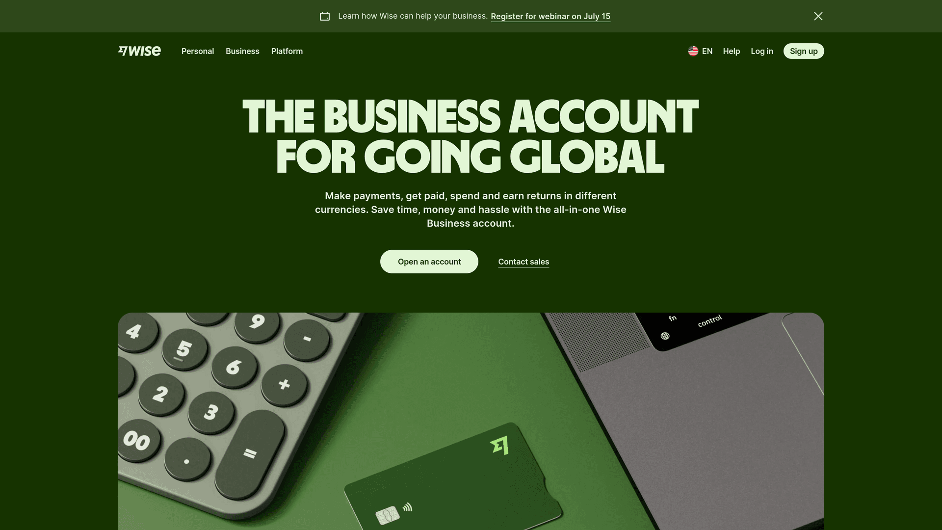 Wise Business interface — 40+ Currencies, Local Details in 9, Mid-Market FX