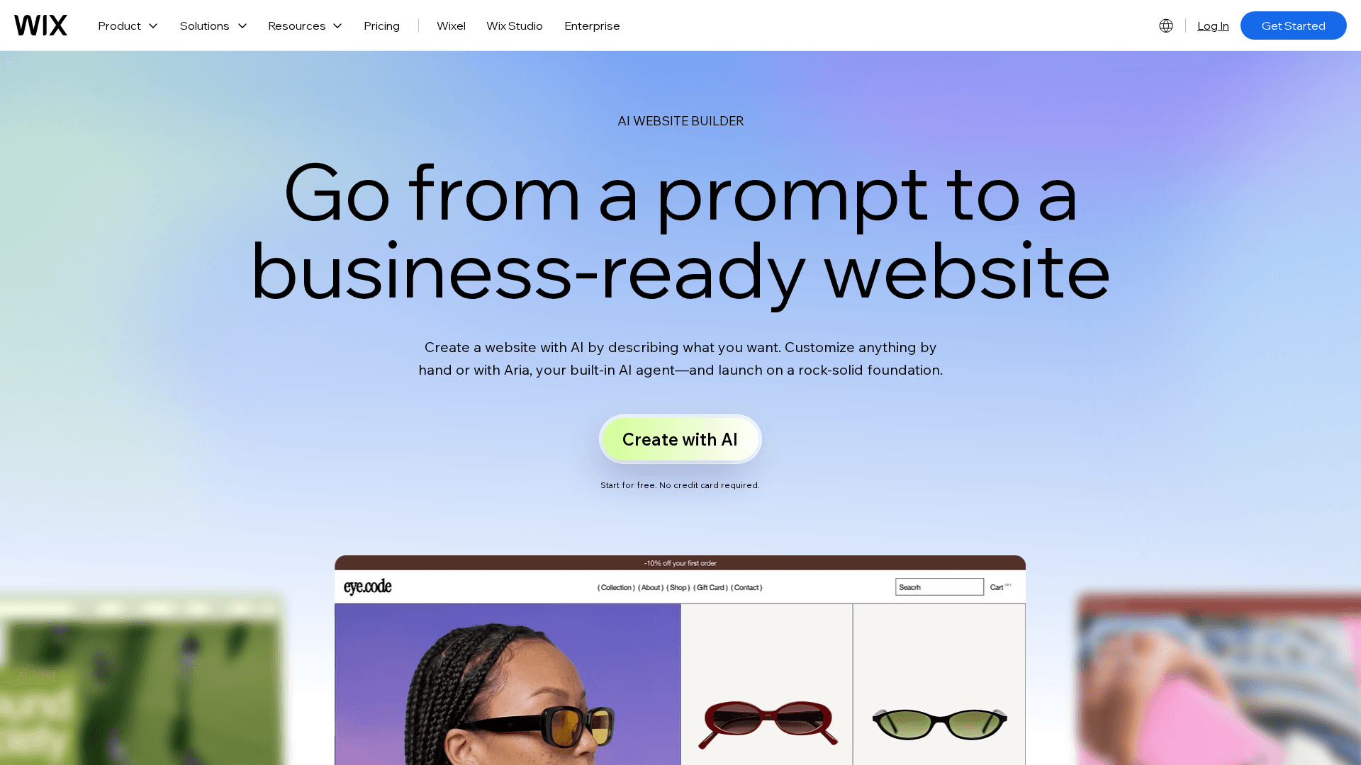 Wix AI website builder interface