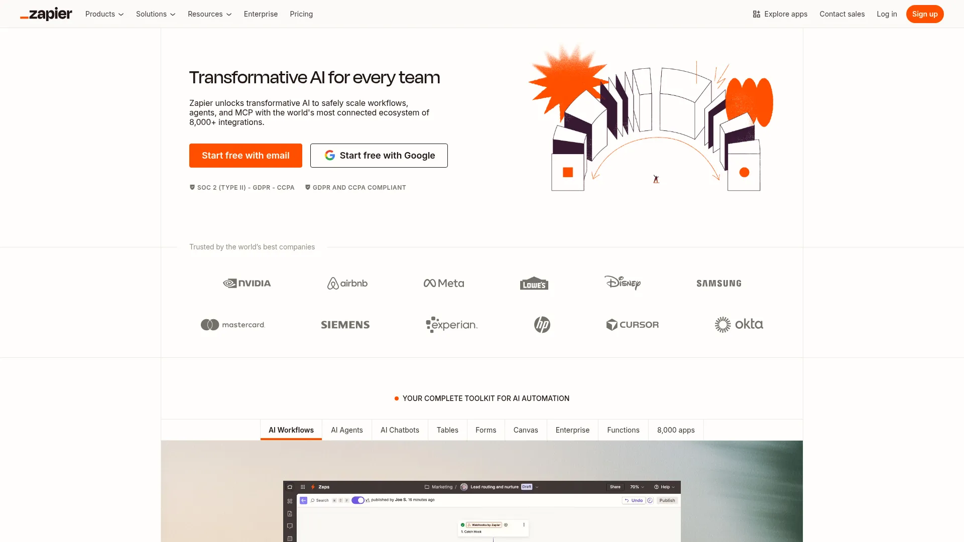 Zapier interface showing workflow automation features for non-technical teams