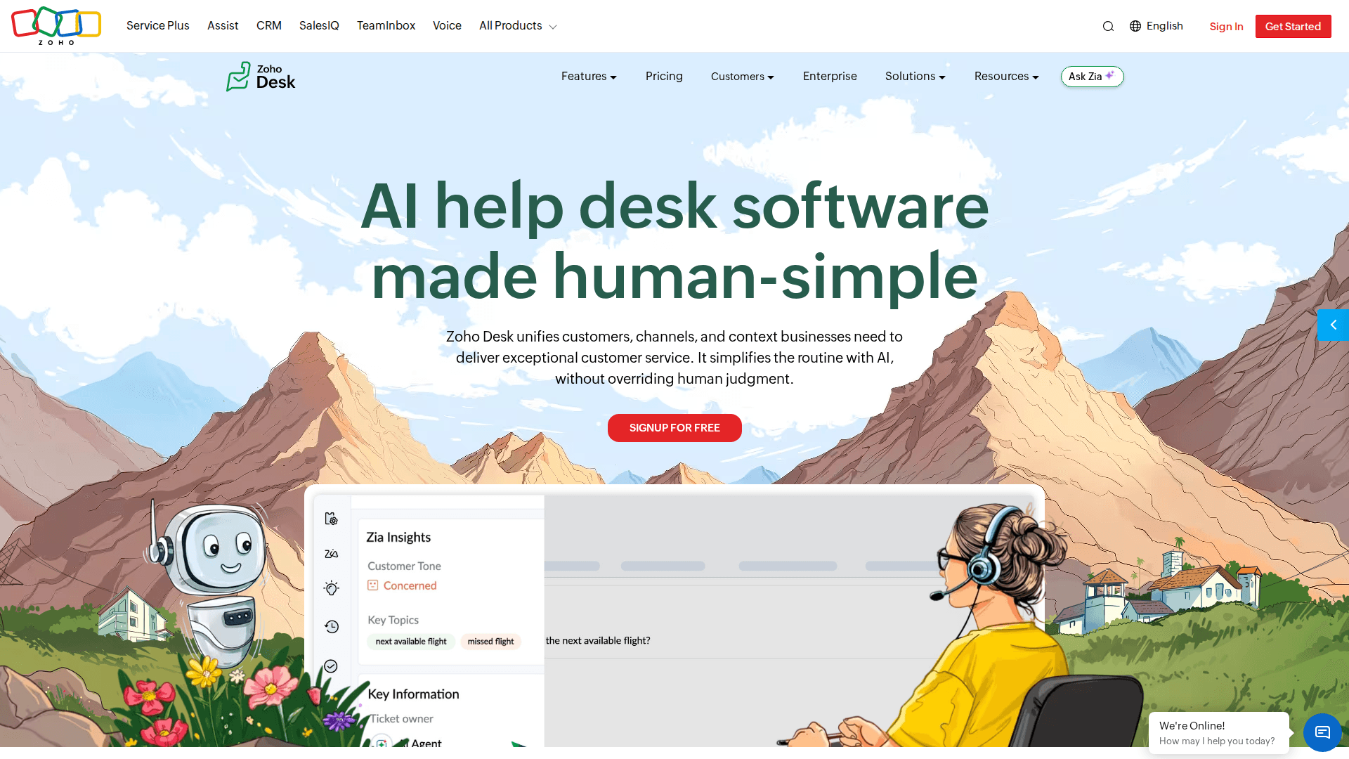 Zoho Desk interface — Enterprise Process Automation From $7/User
